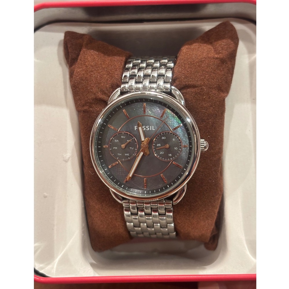 Fossil Tailor Multifunction Grey Mother of Pearl Dial Steel Watch ES3911